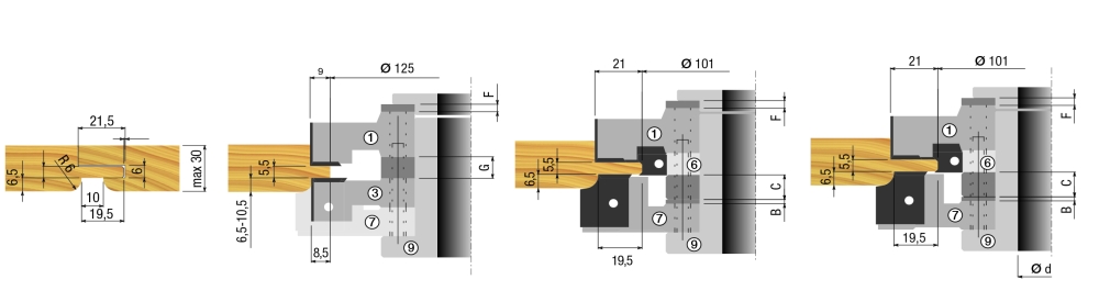 Wendeplatten-Verstellbarer Nut-und Federfräser 160,2x-x30xZ=2+2+2+2 V=4